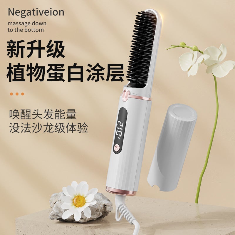 New Multi-Functional Hair Straightening Comb Portable Straightening Curly Hair Dual-Purpose Negative Ion Non-Harming Power Comb Hair Straightener - Image 2